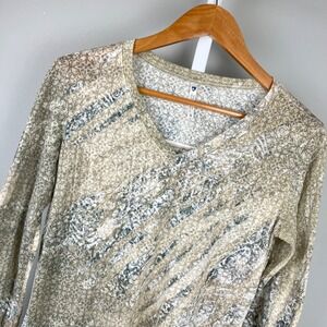 Kuhl Base Layer Burnout Shirt Top Womens S Tan Gray Long Sleeve Outdoors